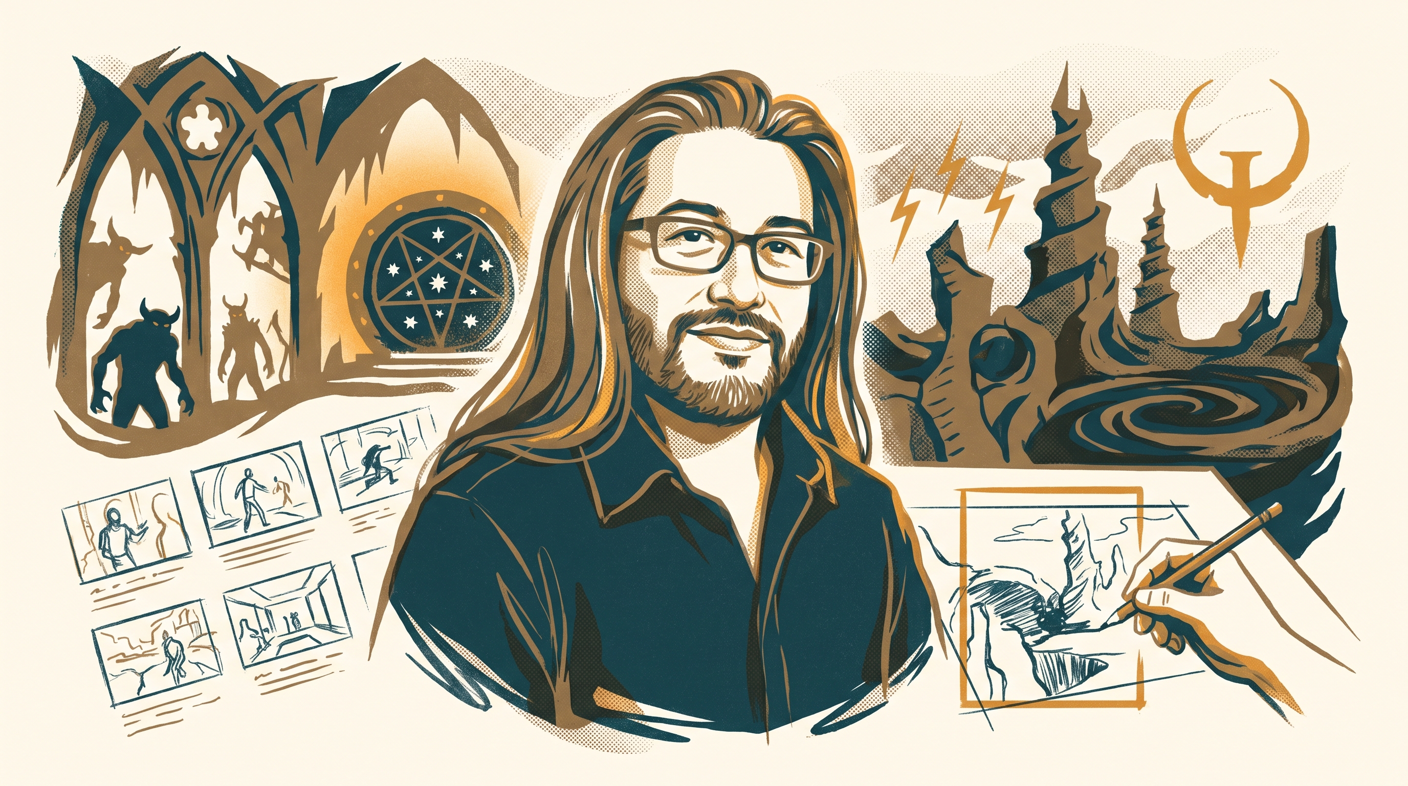 John Romero — Enjoy Game Japan Museum illustration