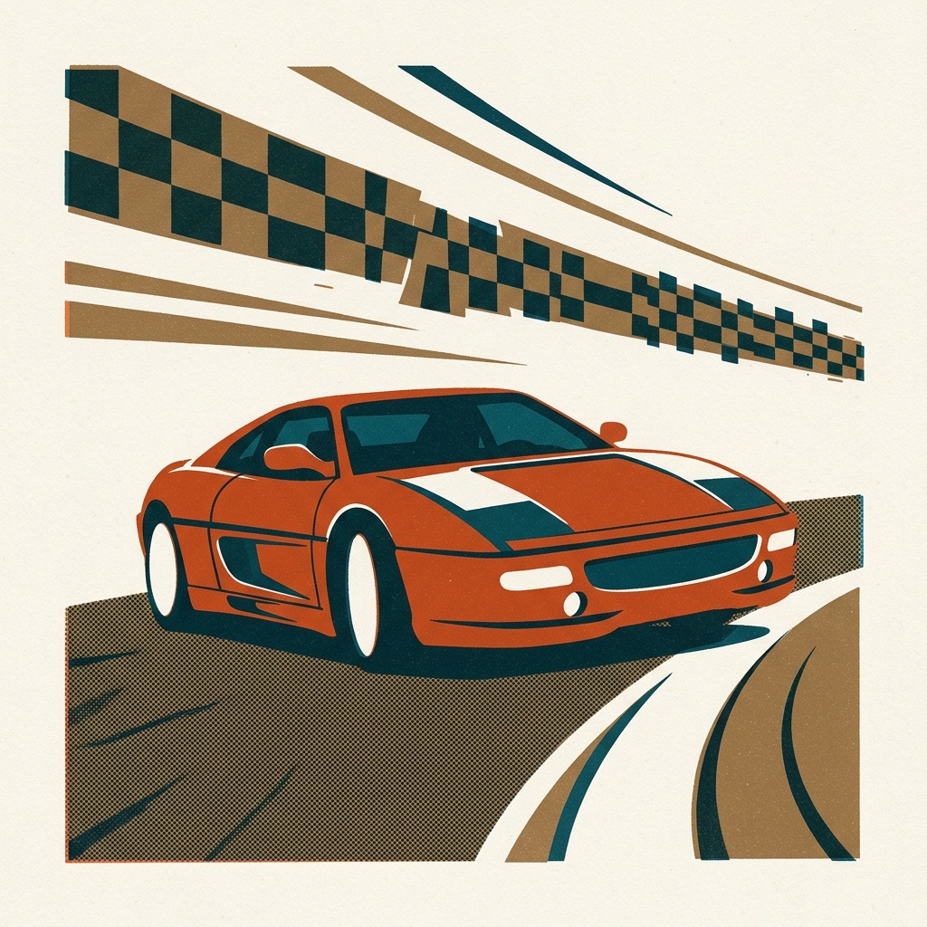 Ferrari F355 Challenge for Dreamcast (2000) — Yu Suzuki's AM2 racing sim built with real Ferrari telemetry data. Dreamcast on