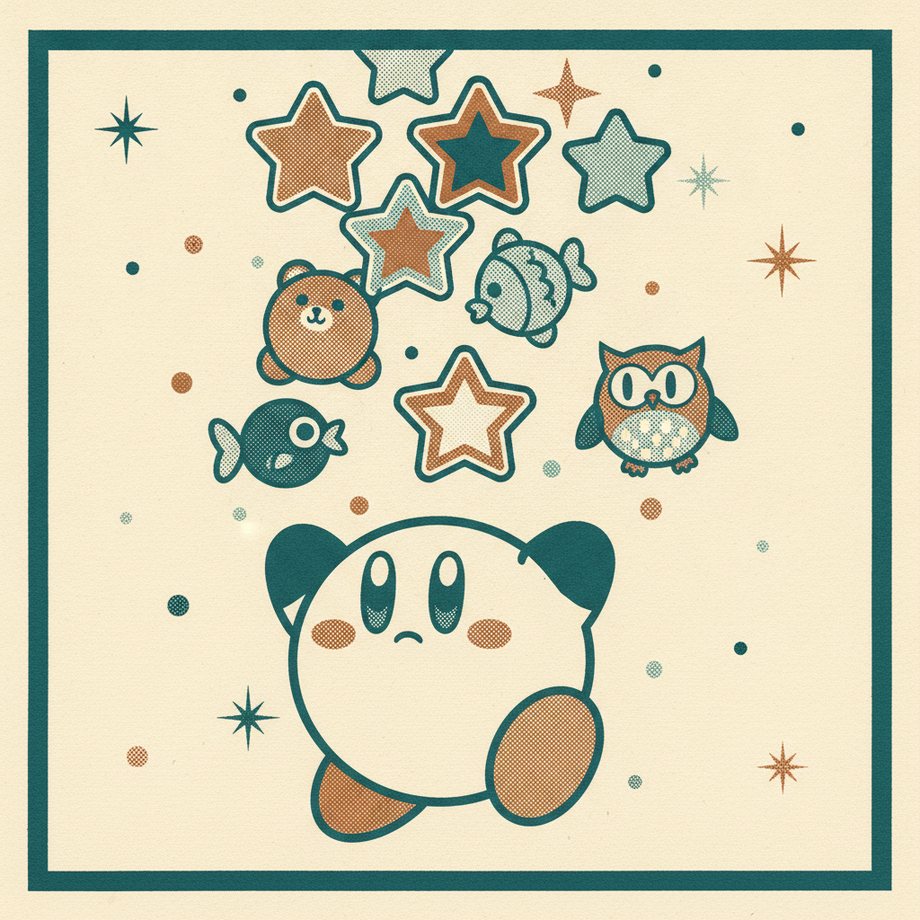 Kirby's Star Stacker (Game Boy, 1997) — HAL Laboratory's first original-mechanic puzzle game. Rick, Kine, and Coo fall in pai