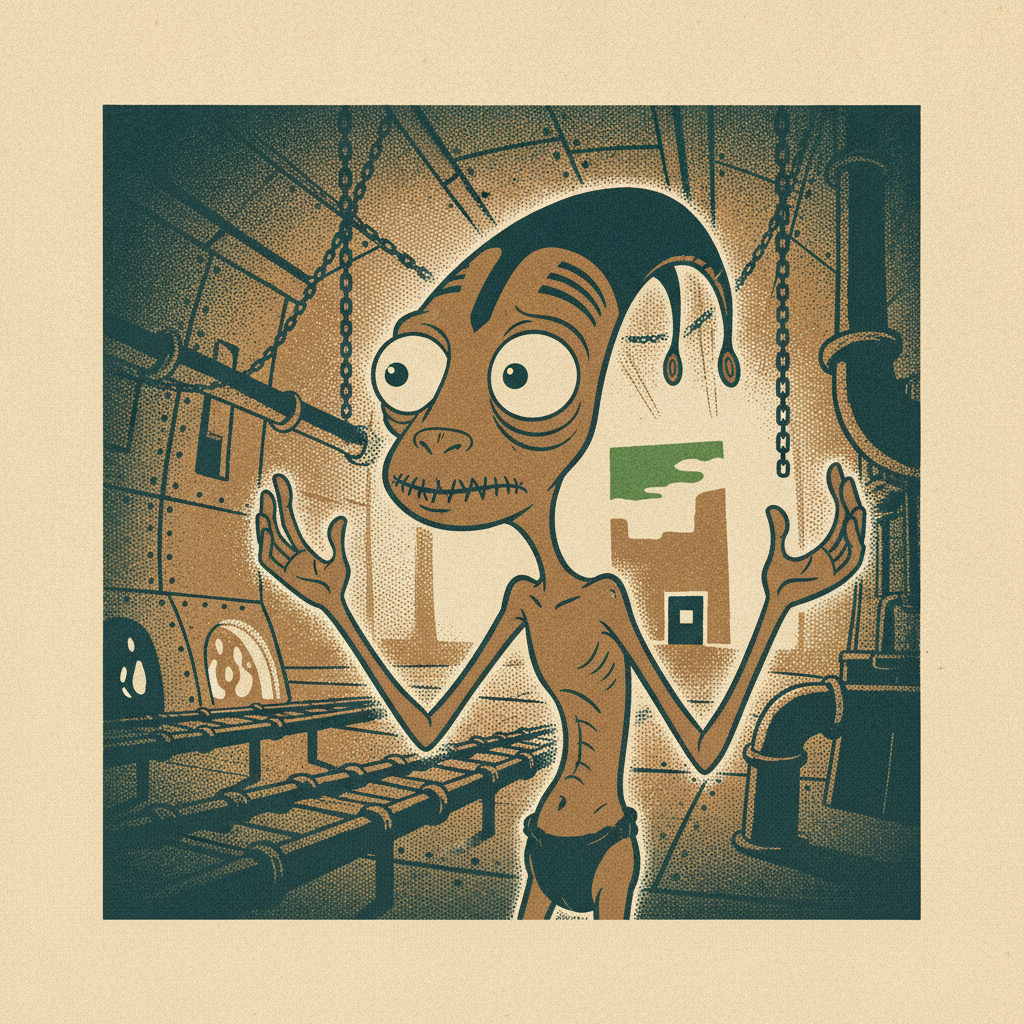 Oddworld Adventures (Game Boy, 1998) — a cut-down port of Abe's Oddysee developed by Saffire. The factory opening is gone, th