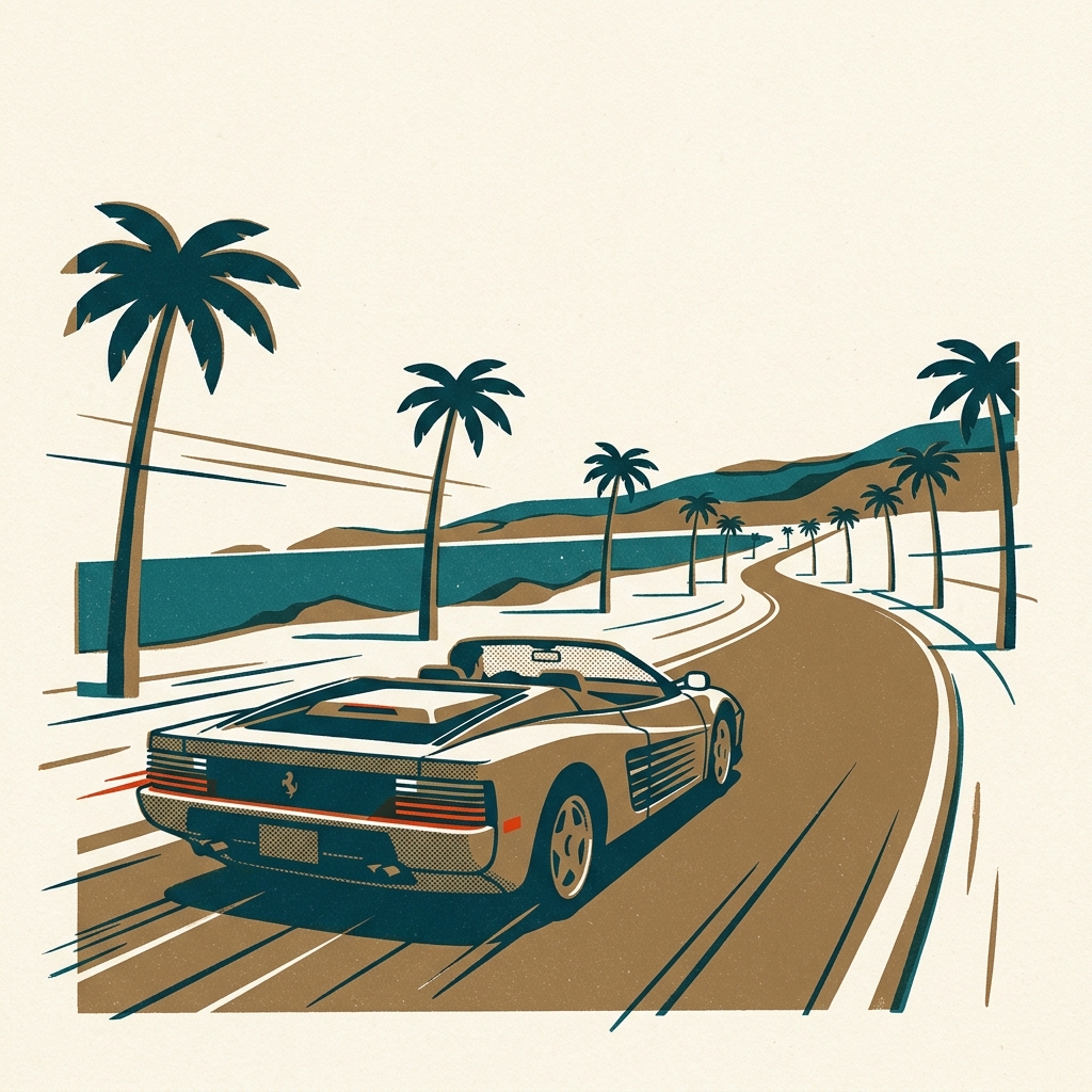 OutRun for Sega Mega Drive (1991) — Yu Suzuki's iconic driving game with selectable routes and the synthwave-inspiring soundt