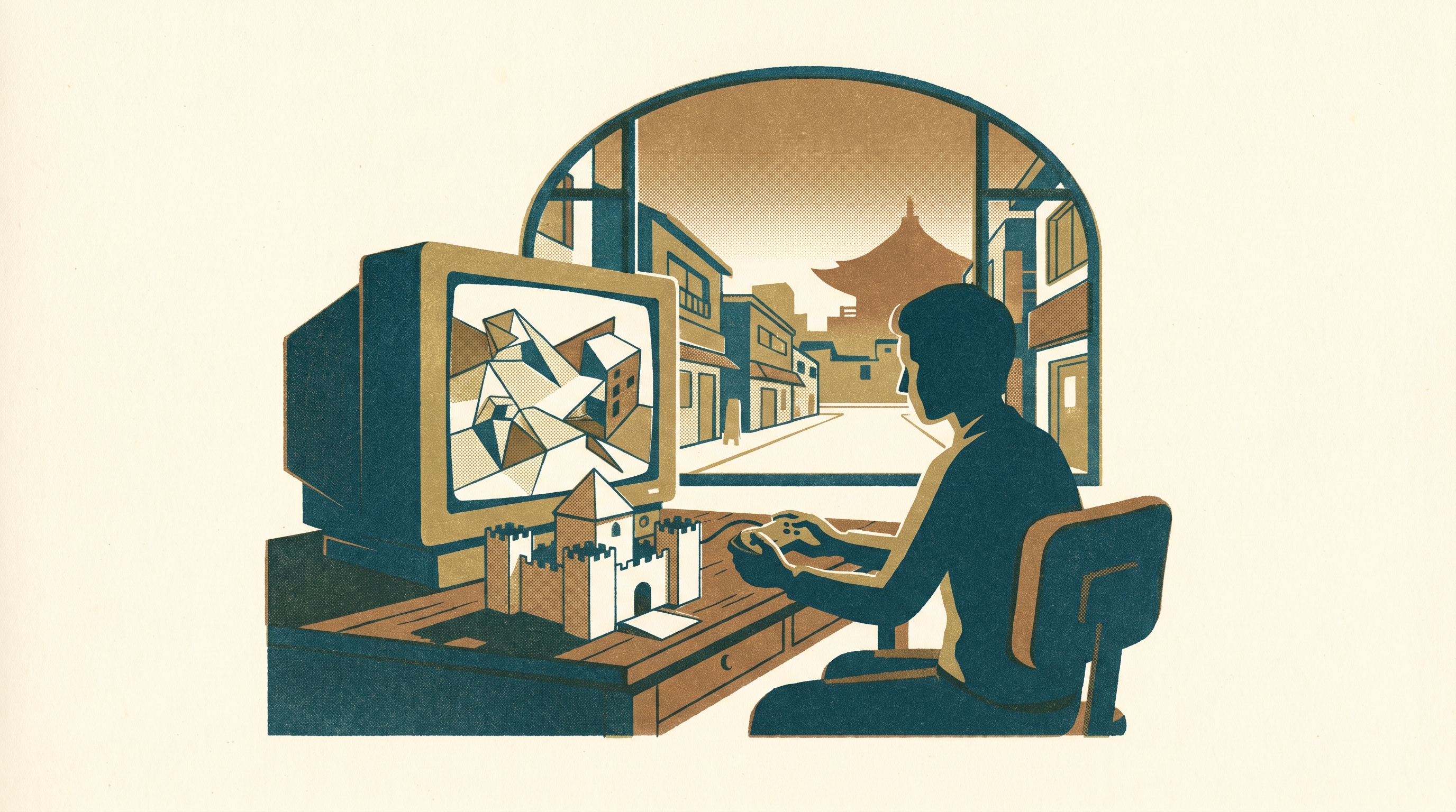 The Castle That Folds Inward — Enjoy Game Japan Museum illustration